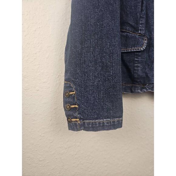 St John's Bay Blue Denim Jacket XL 5-Button Pocket Flaps Collarless - Picture 2 of 8